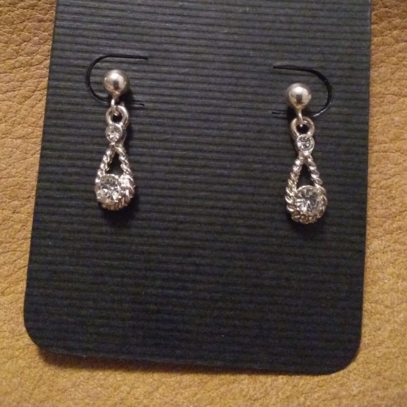 Jewelry - Tear Drop Earrings White CZ 925 Silver